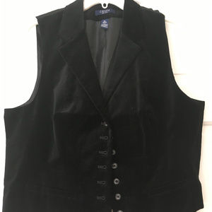 Womens faux velvet black vest